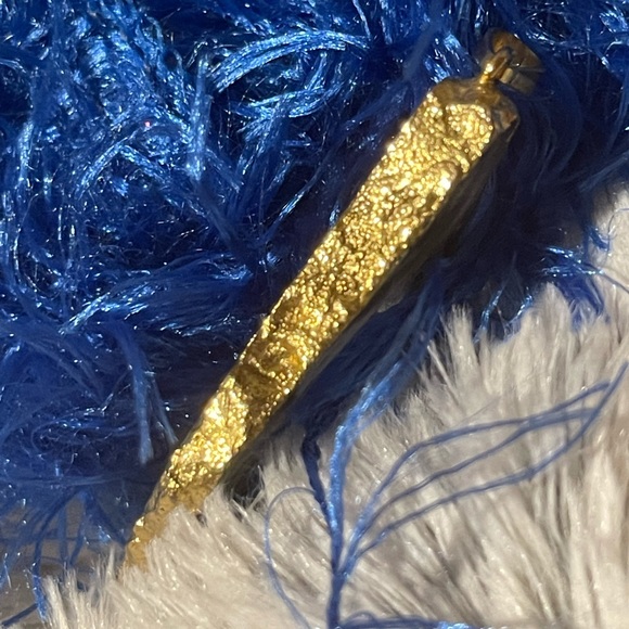 Agate geode vtg necklace Gold plated paint - Picture 3 of 4